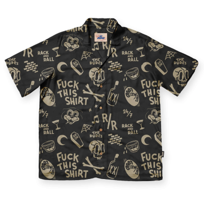 THE DUDES RACK AND RALL HAWAIIN SHIRT BLACK Mαύρο